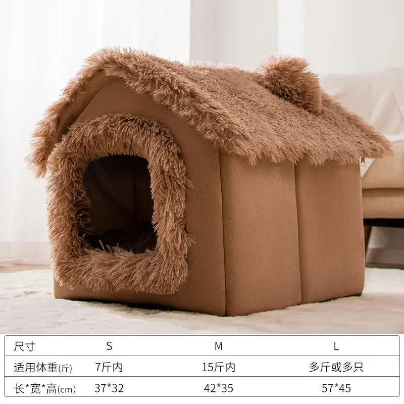 NONECN Indoor Dog Kennel Bed Cave For Small Dogs Soft Removable Mat Portable
