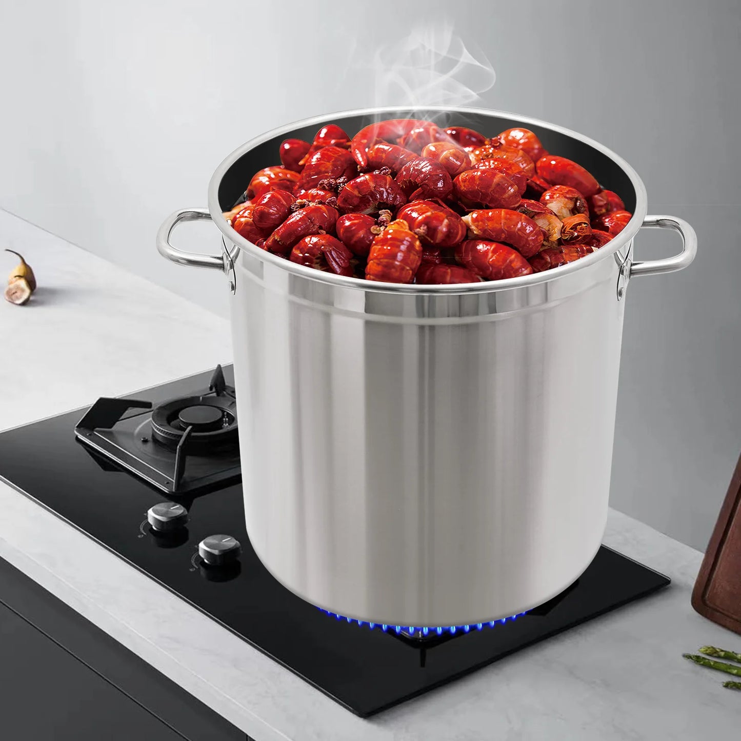40 * 40cm 52L Stainless Steel Soup Pot with Leaky Bucket Crayfish and Seafood Pot Suitable for Outdoor Cooking