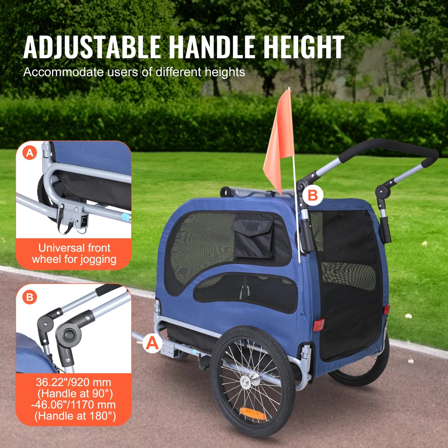 Dog Bike Trailer 2 In 1 Deluxe Pet Travel Stroller