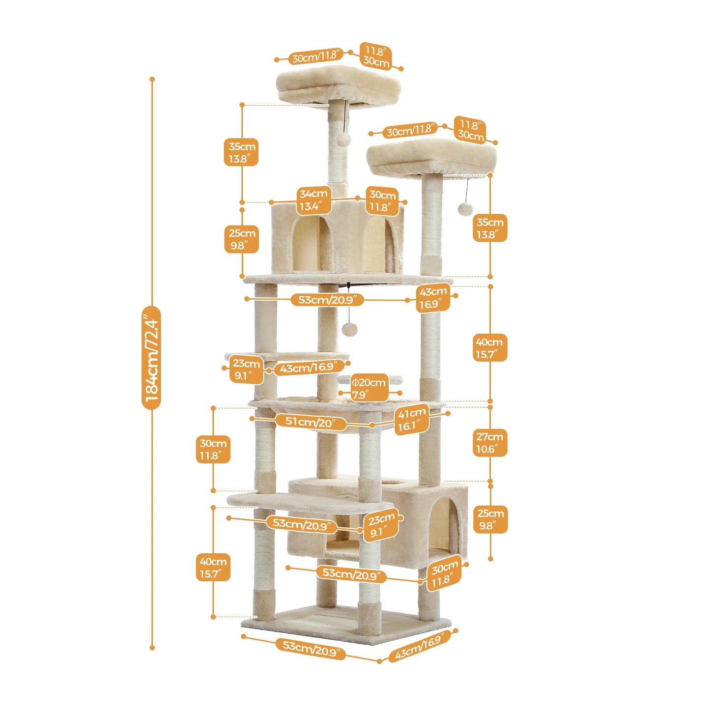 PEQULTICN Five-Level Cat Tree Tower With Scratching Posts