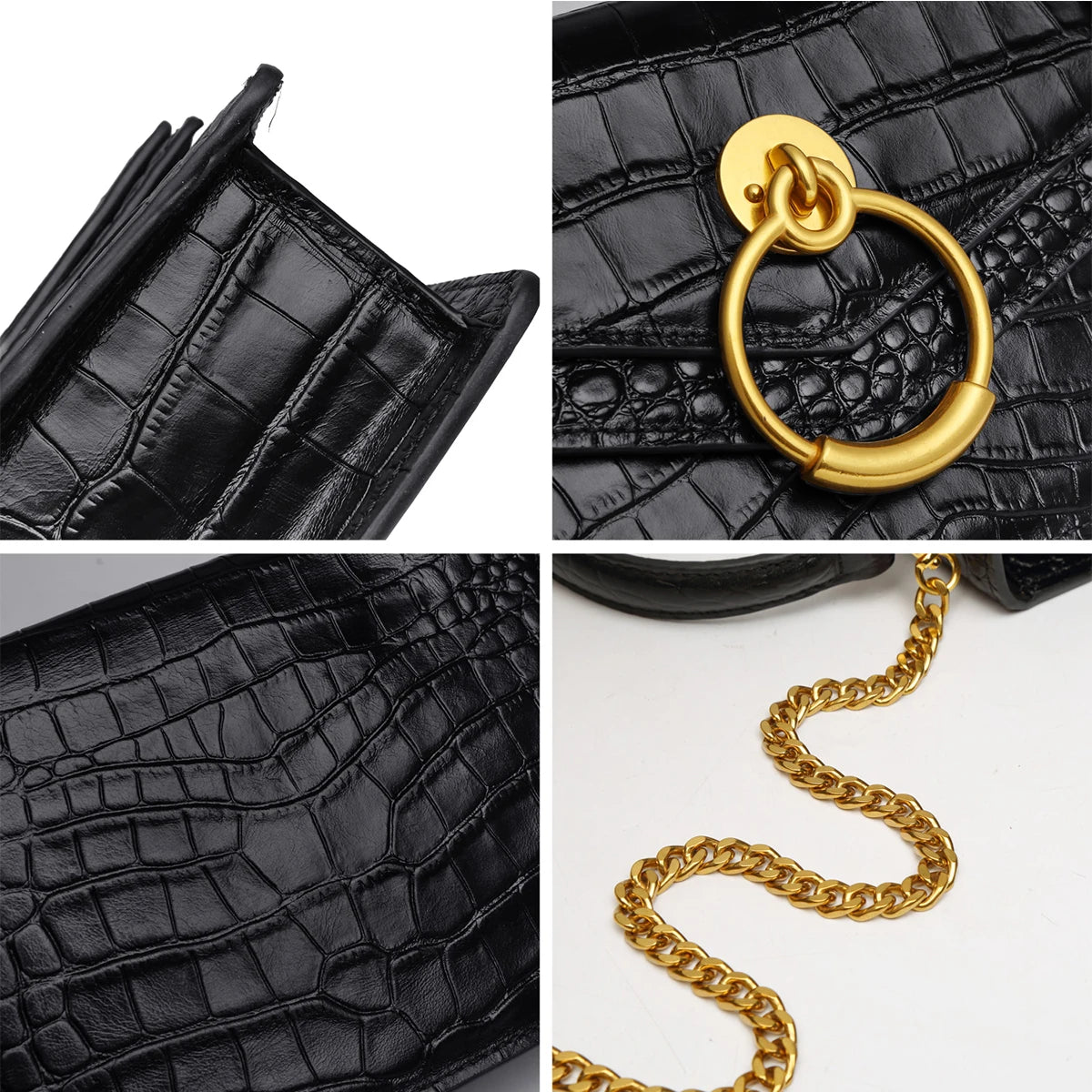 CN Guangdong Genuine Leather Chain Crossbody Bag for Women
