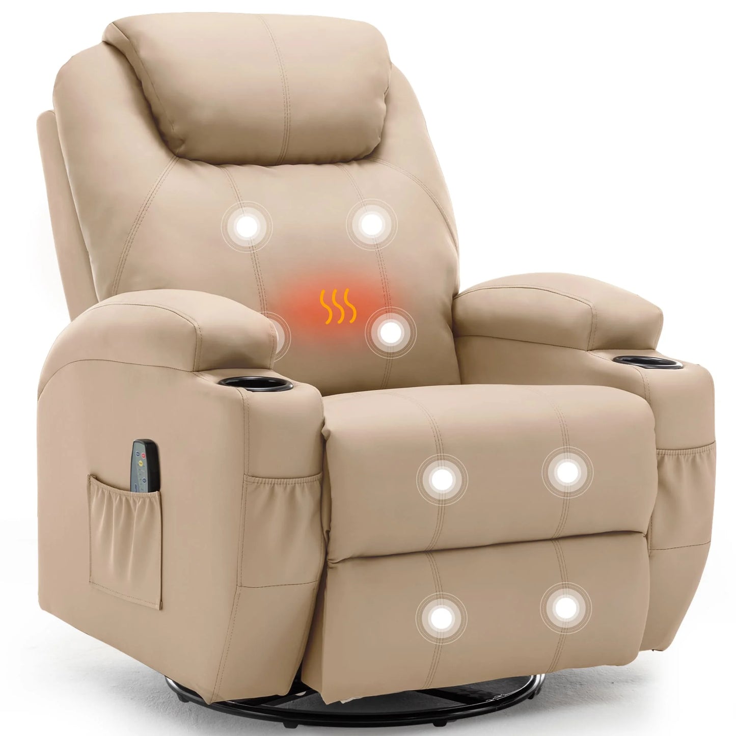 KORSER Recliner Chair With Massage And Heat 360 Degree Swivel Rocker With Remote Control Cup Holder For Living Room