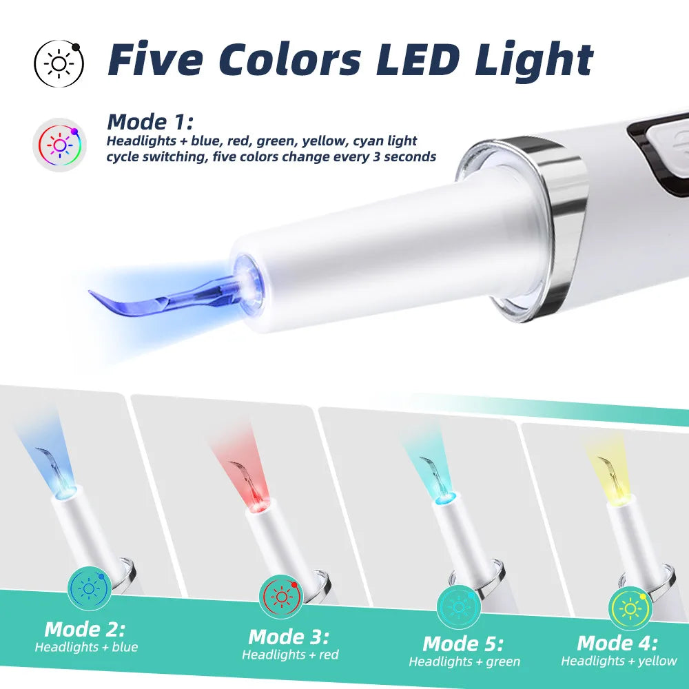 Ms.Dear Electric Ultrasonic Dental Scaler With 5 Modes Tartar Calculus Removal Teeth Whitening Oral Care