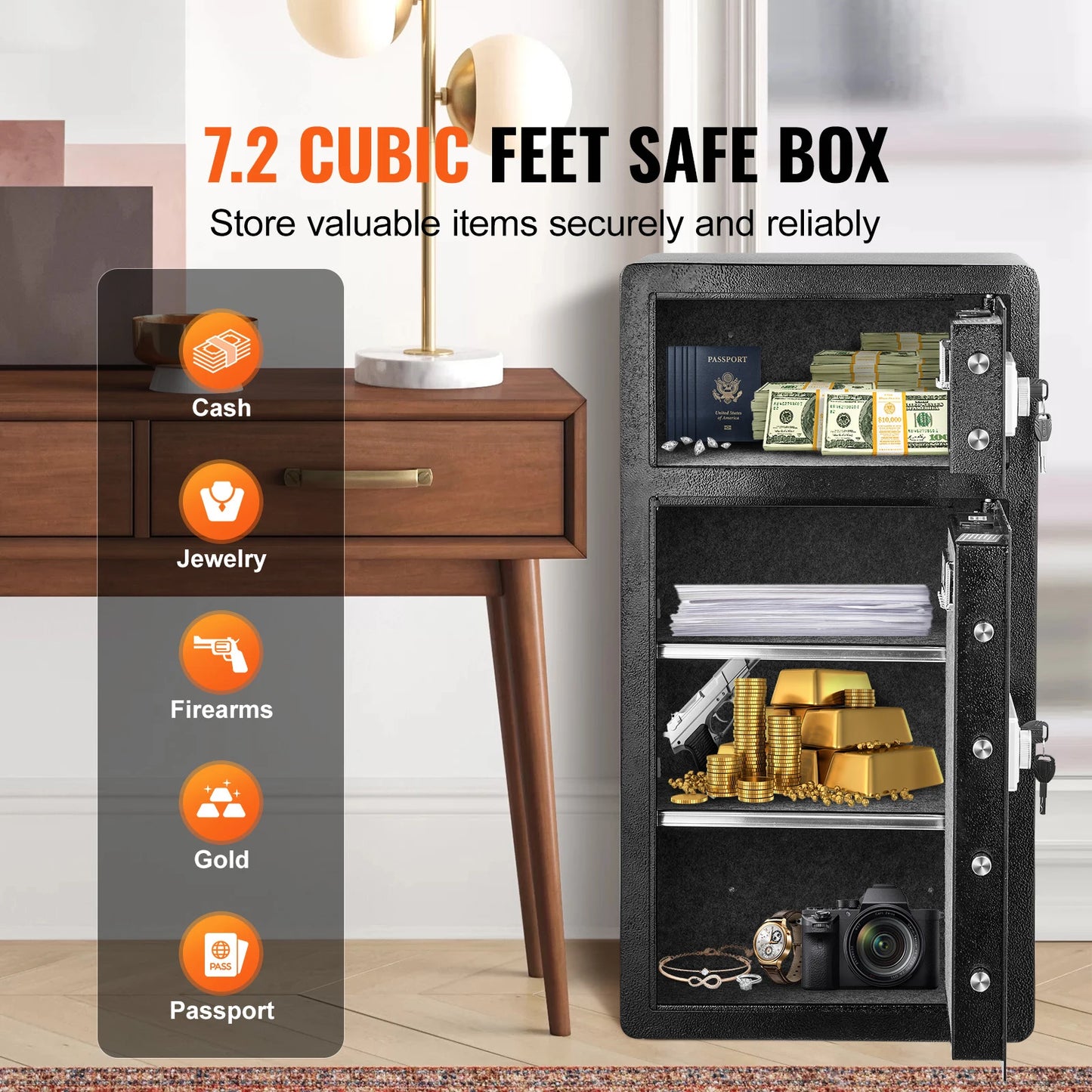 SucceBuy Fireproof Safe Box With Biometric Fingerprint Lock And PasswordProtectionPlus
