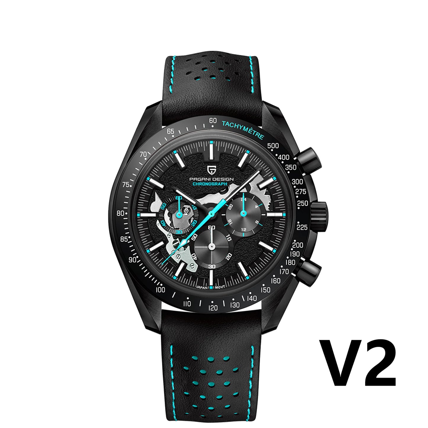 PAGANI DESIGN Moon Dark Mens Skeleton Chronograph Watch