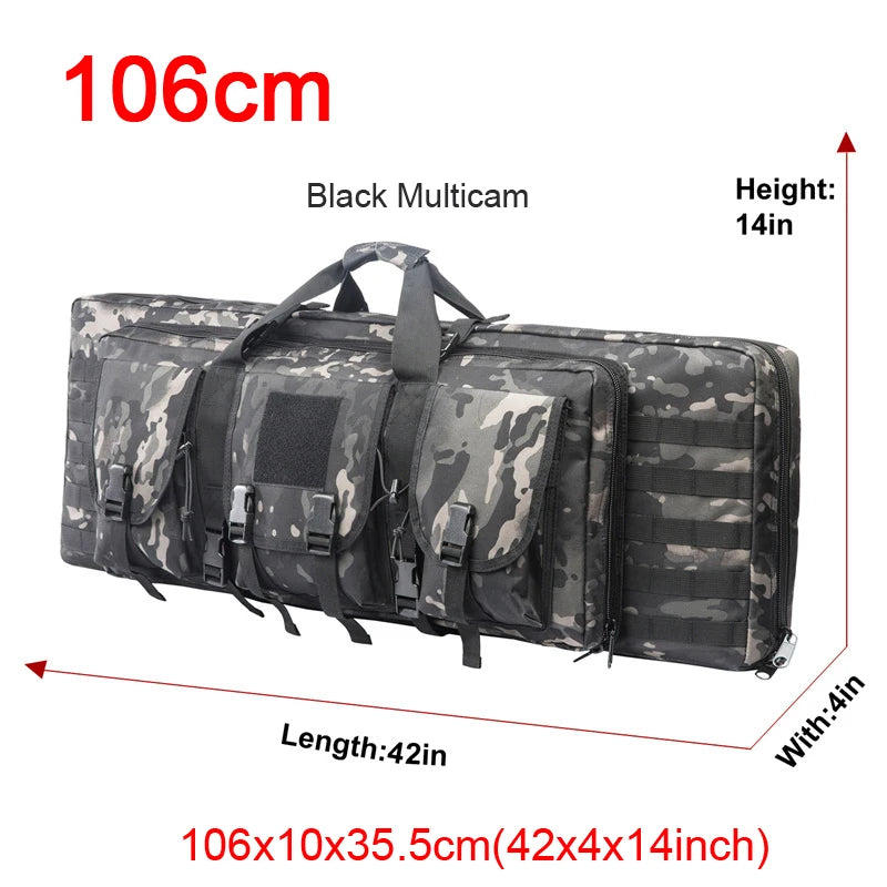 LQARMY Tactical Double Rifle Case With Molle Backpack Gun Bag