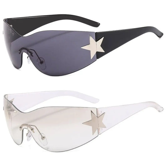 Five Star Eyewear Rimless Y2K Punk Sunglasses Wrap Around