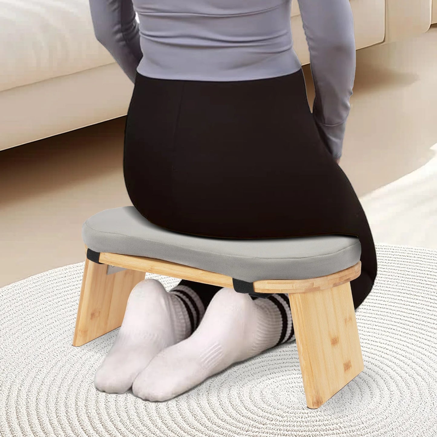 Bymaocar Foldable Meditation Bench Kneeling Stool For Home Meditation Professional