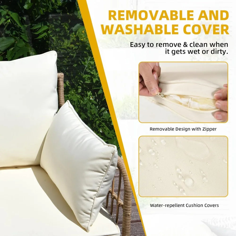All-Weather 4-Piece PE Rattan Weather-Resistant Patio Furniture Conversation Set Deluxe