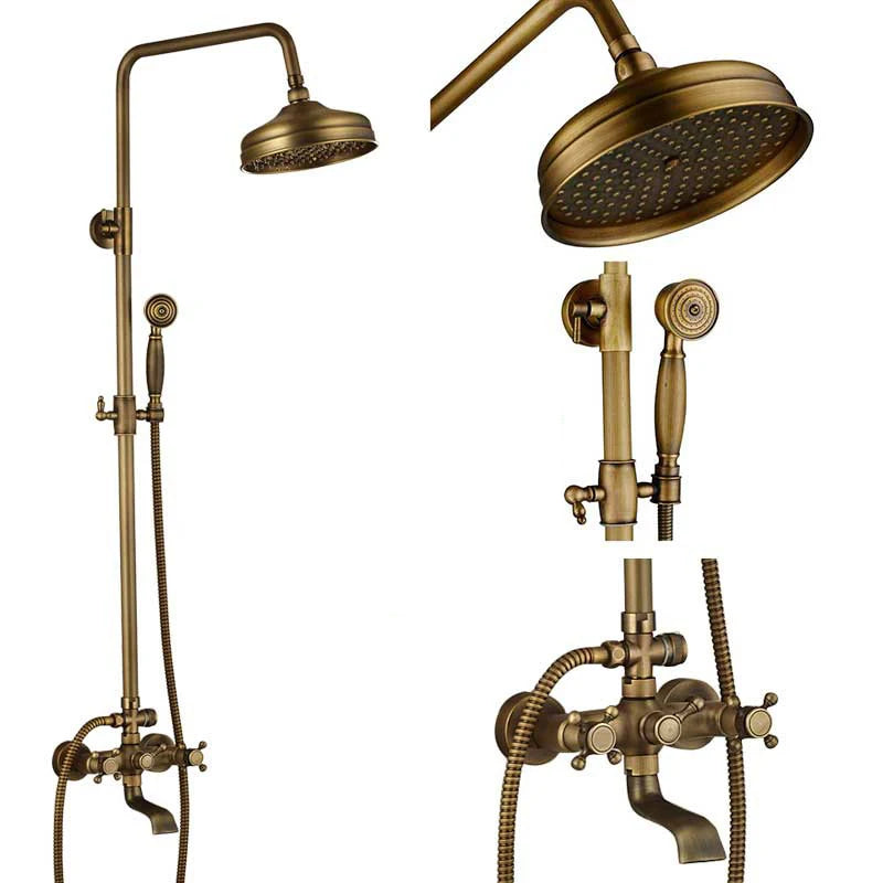 SAFLIHCAR Brushed Antique Brass SpaQuality ShowerFaucetSystem WallMounted DualHandles PremiumGrade LifetimeWarranty