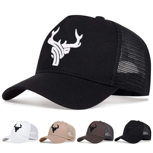 Antlers Embroidered Unisex Adjustable Baseball Cap Outdoor Sunscreen Hat