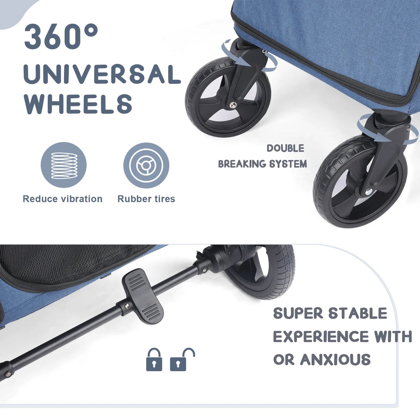 Wedyvko Pet Stroller 4 Wheel Travel Jogger For Dogs And Cats