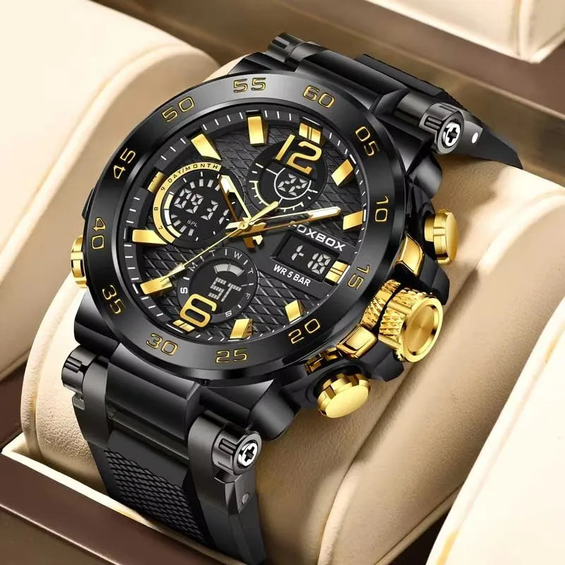Foxbox Sports Analog Digital Quartz Watch With Silicone Strap