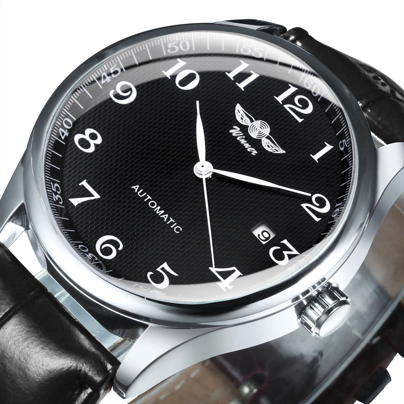 AOKULASIC Classic Business Automatic Mechanical Watch For Men Leather Strap
