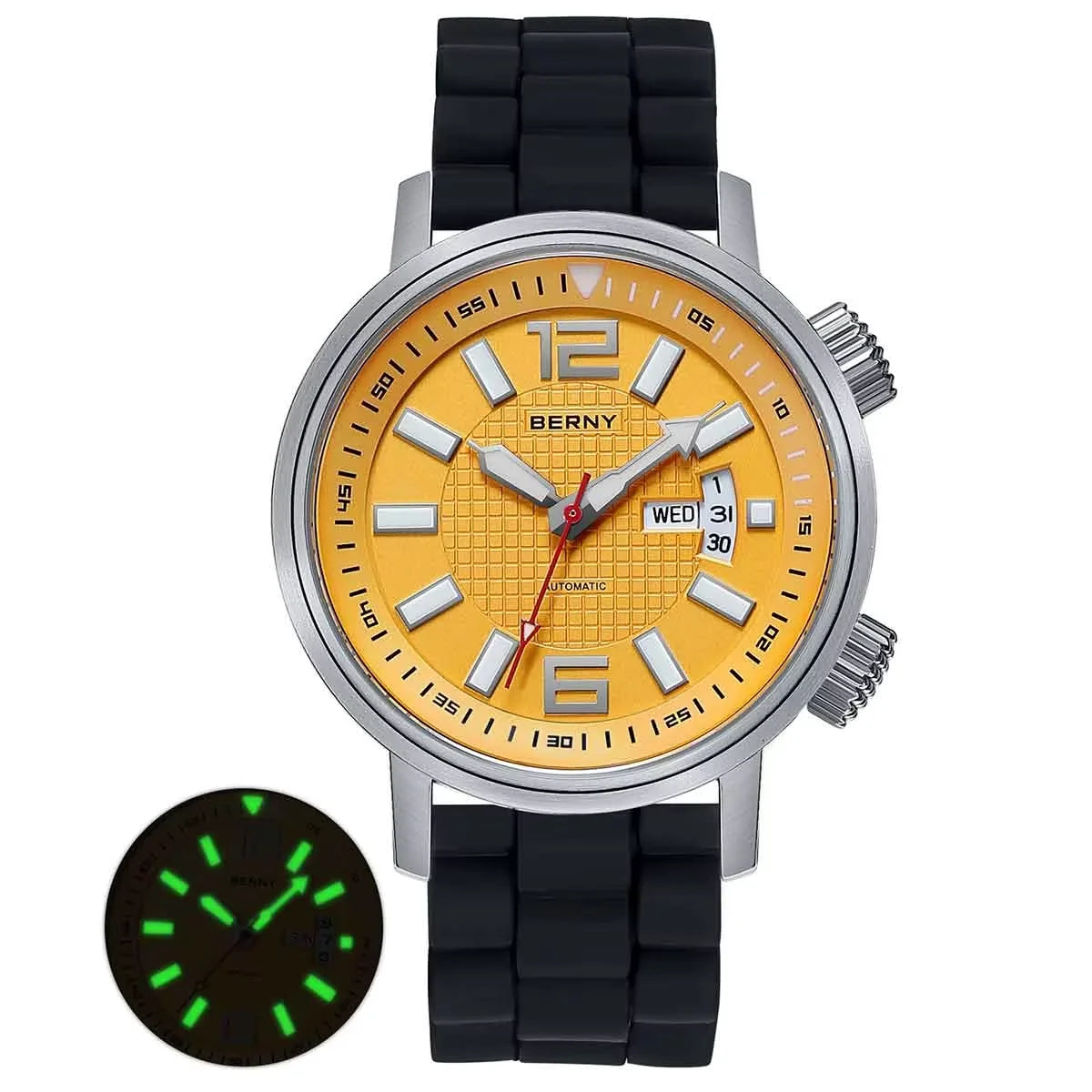 BERNY Automatic Diver Watch 20ATM For Men Miyota 8205 Sapphire