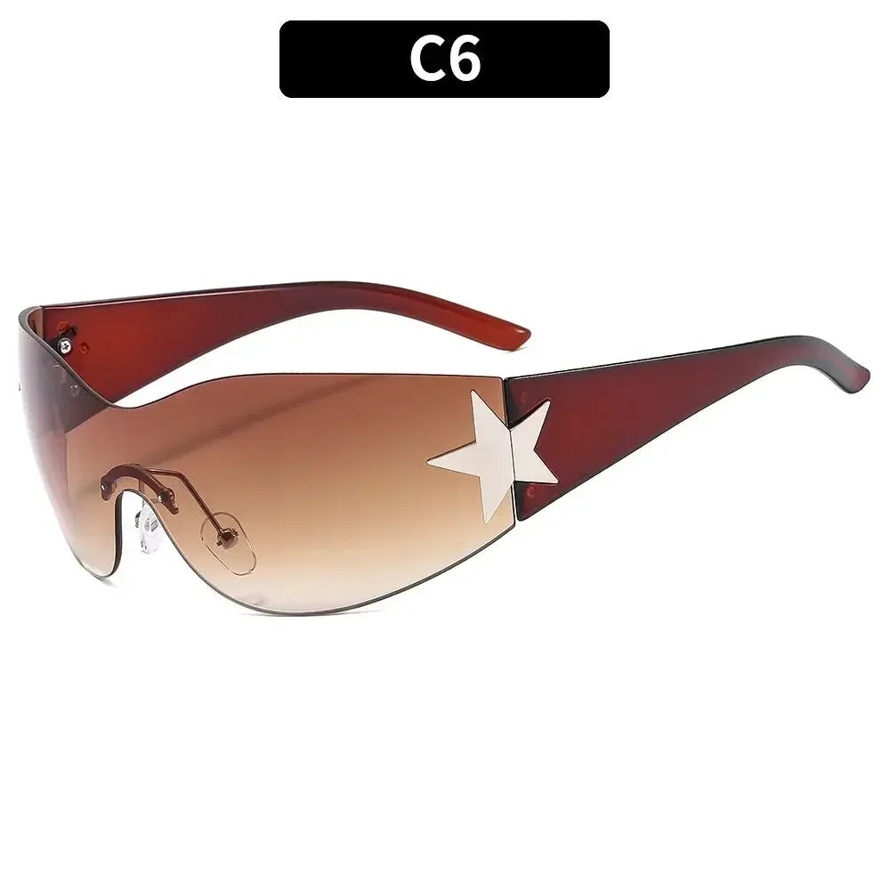 Five Star Eyewear Rimless Y2K Punk Sunglasses Wrap Around