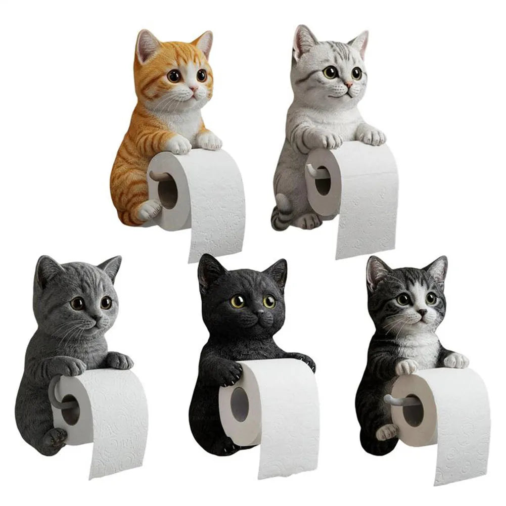 APWIKOGER Cat Shape Wall Mounted Toilet Paper Holder Resin Decorative Paper Stand For Kitchen Bathroom