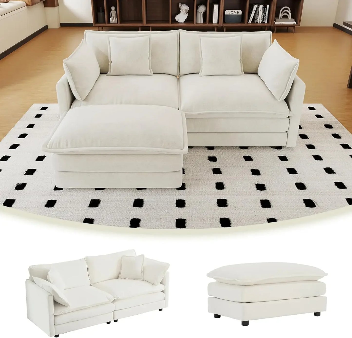 Modern Chenille Cloud Couch Loveseat Modular Sectional