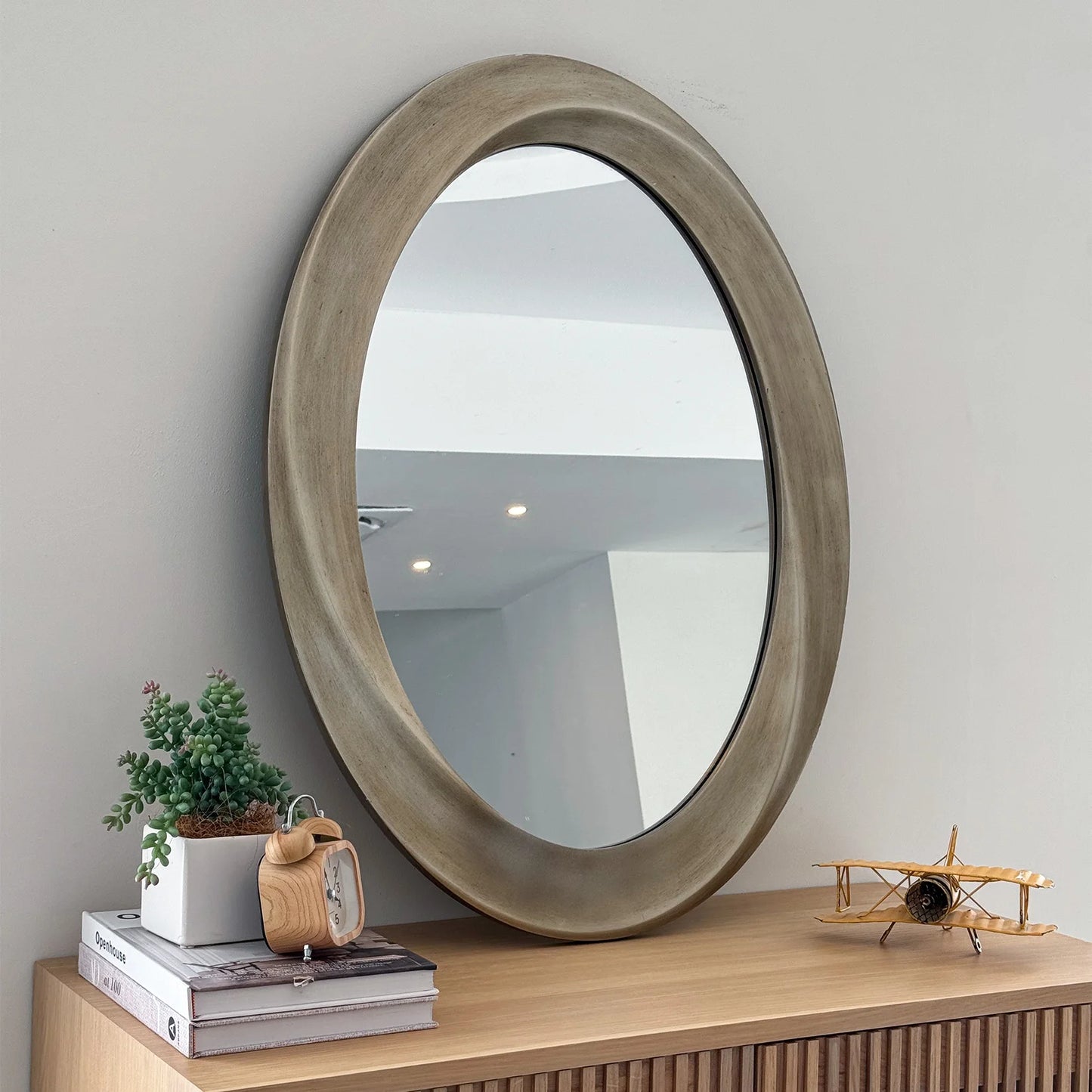 BORWART Baroque Oval Wall Mirror Extravagantly Ornate AntiqueBrass Beveled Frame