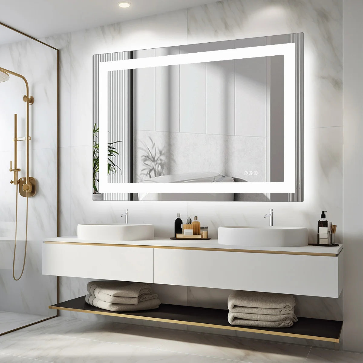 JHK LED Bathroom Vanity Mirror With Front And Back Lighting