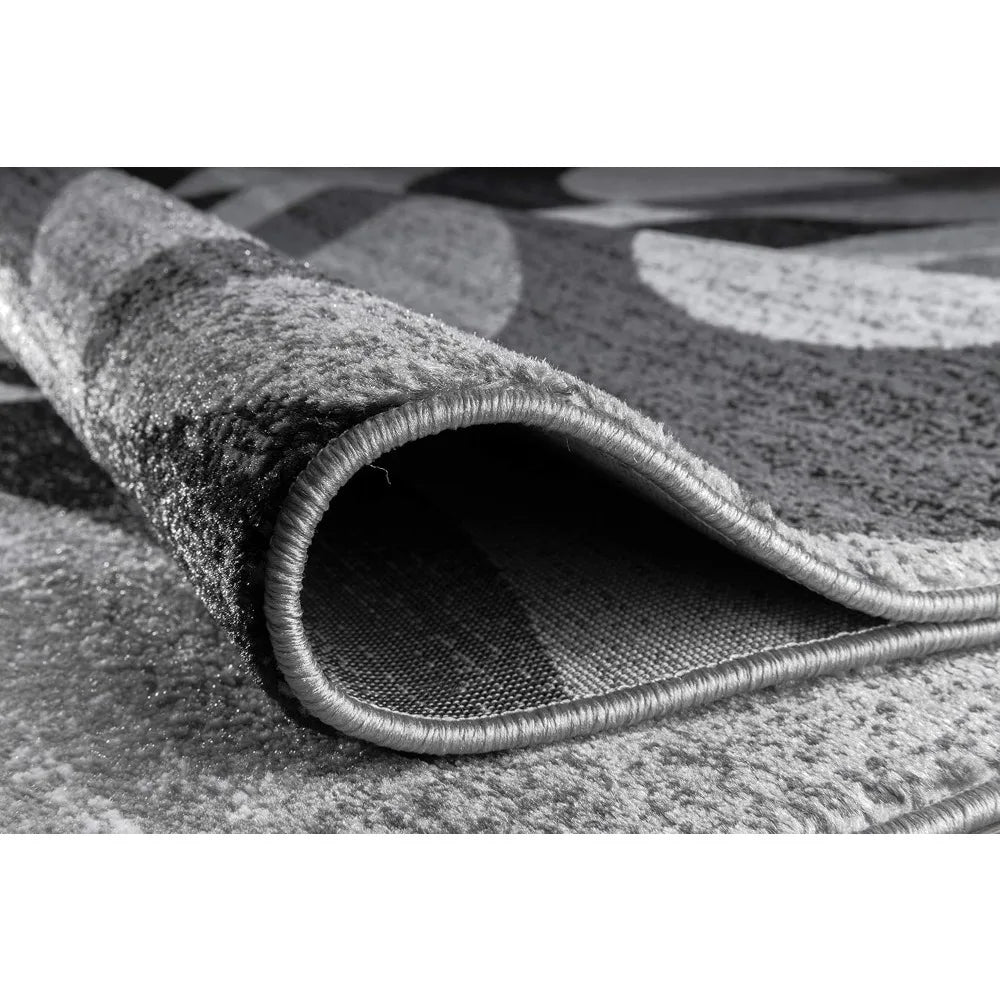 Contemporary Abstract Circles Area Rug For High Traffic Living Rooms And Home Offices