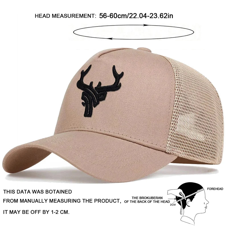 Antlers Embroidered Unisex Adjustable Baseball Cap Outdoor Sunscreen Hat