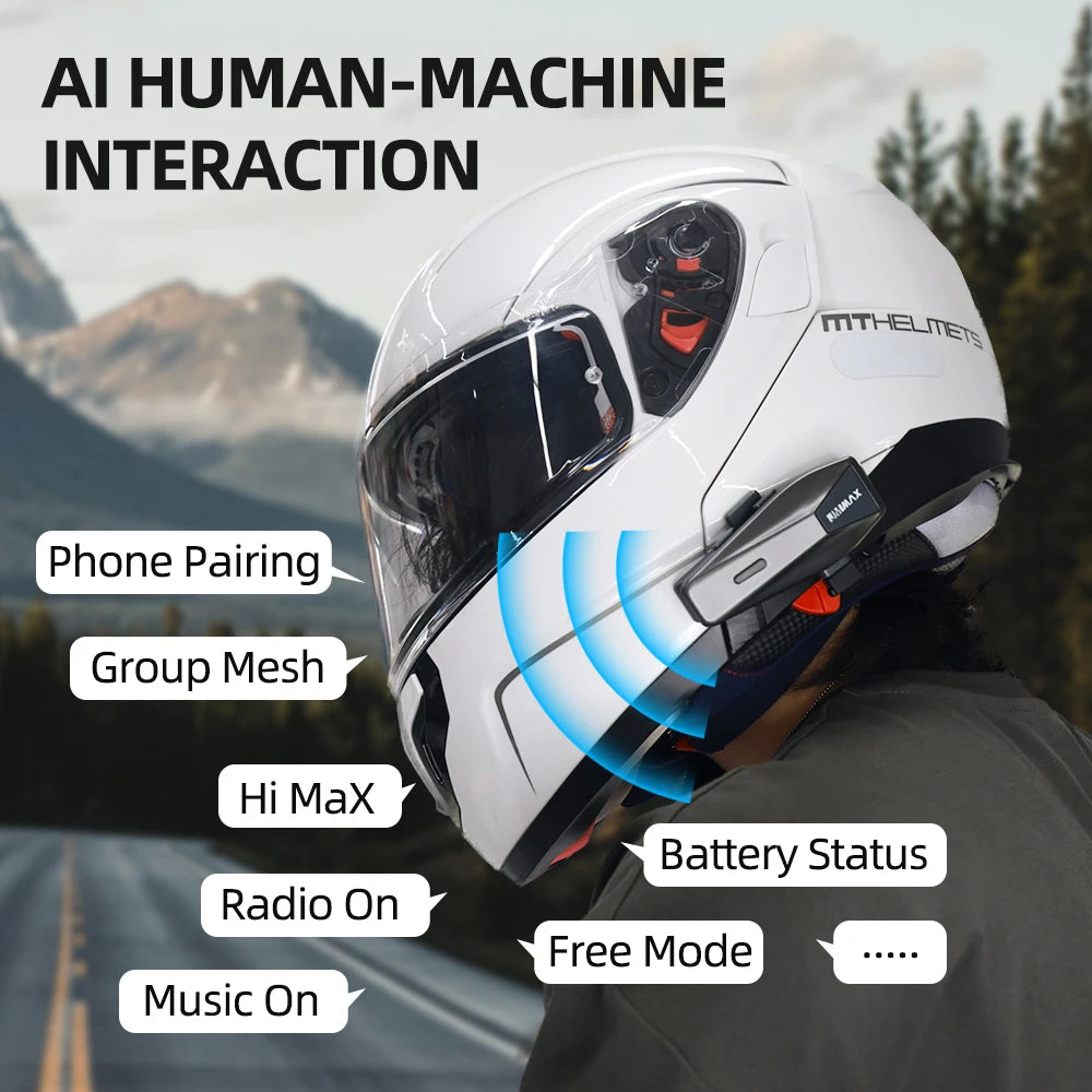 JimiLife Bluetooth Wireless Motorcycle Helmet Intercom 2km Noise Cancellation