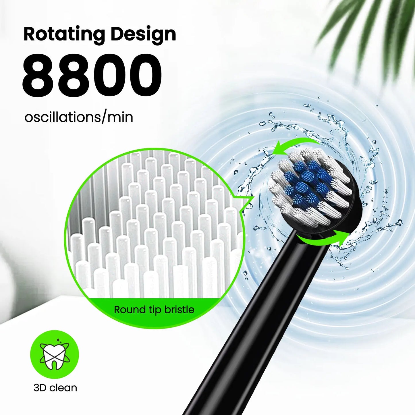 Fairywill T2233 Electric Toothbrush Rechargeable Sonic with Four Replacement Heads
