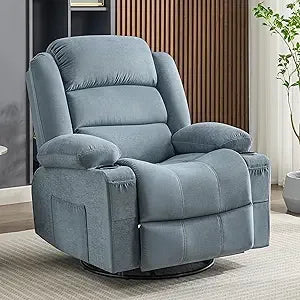 Rocker Recliner Chair With Heat And Massage 360 Swivel