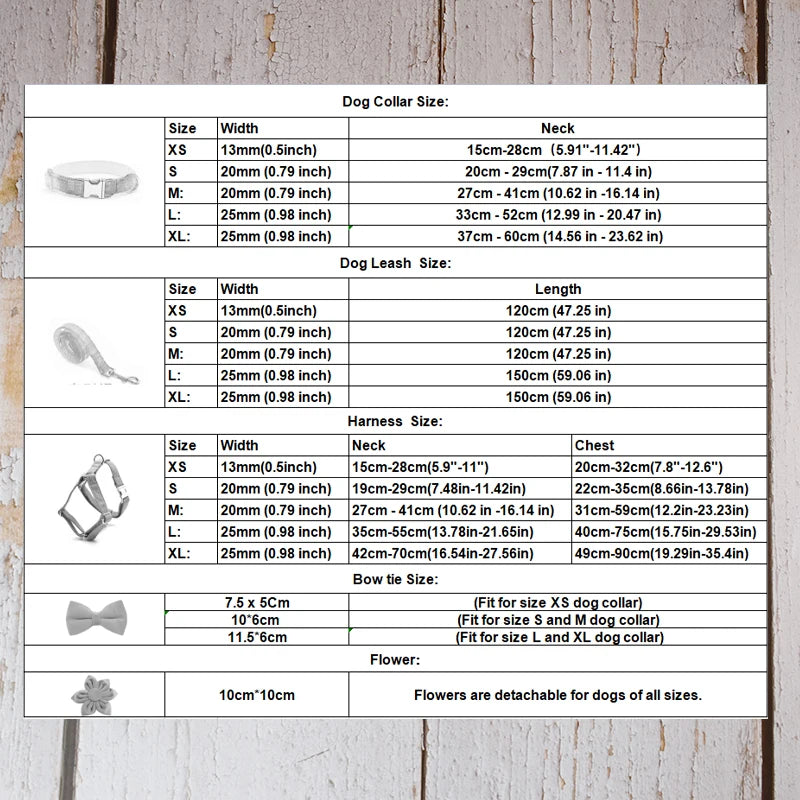 YTYINCN Custom Logo Polyester Dog Collar Leashes Harness Bow Set