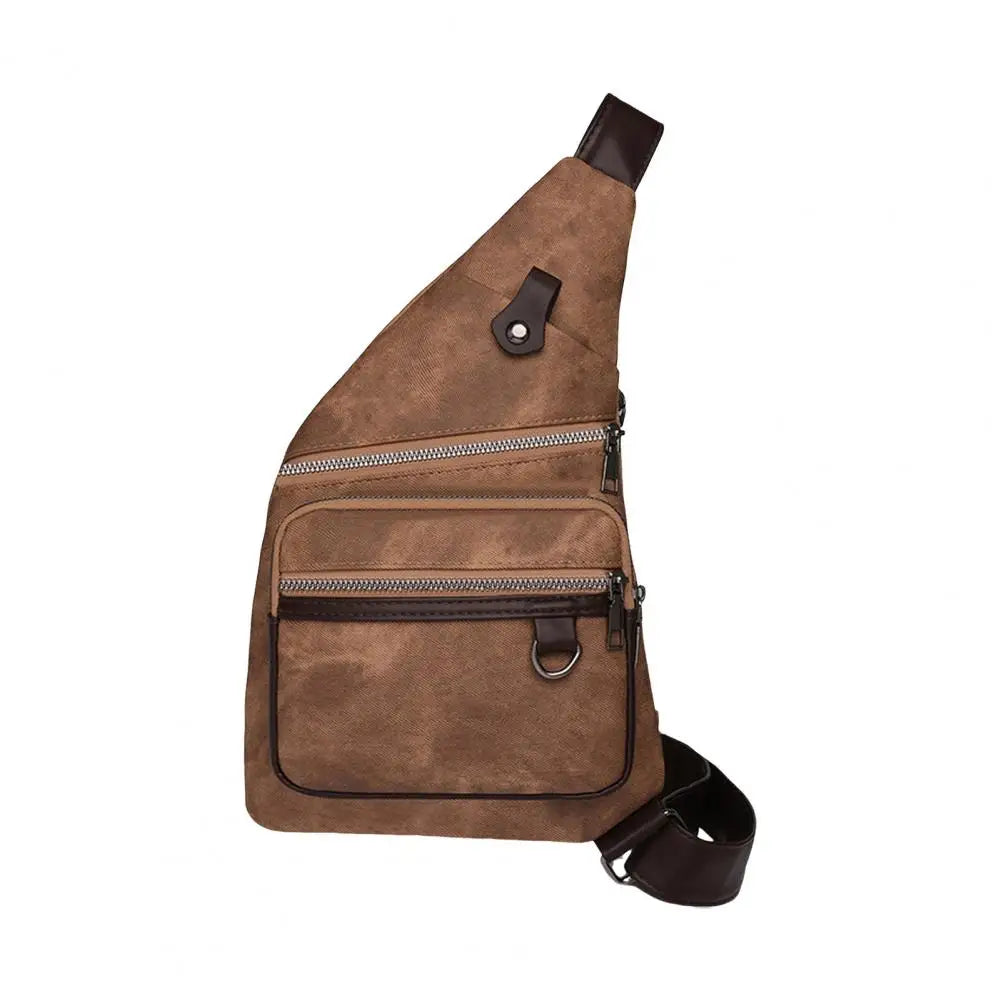 Unisex PU Leather Chest Bag Crossbody Anti Theft Shoulder Bag