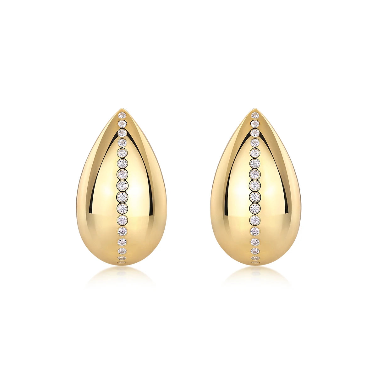 JIUZUAN 18K Gold Plated Teardrop Stud Earrings Sterling Silver Moissanite