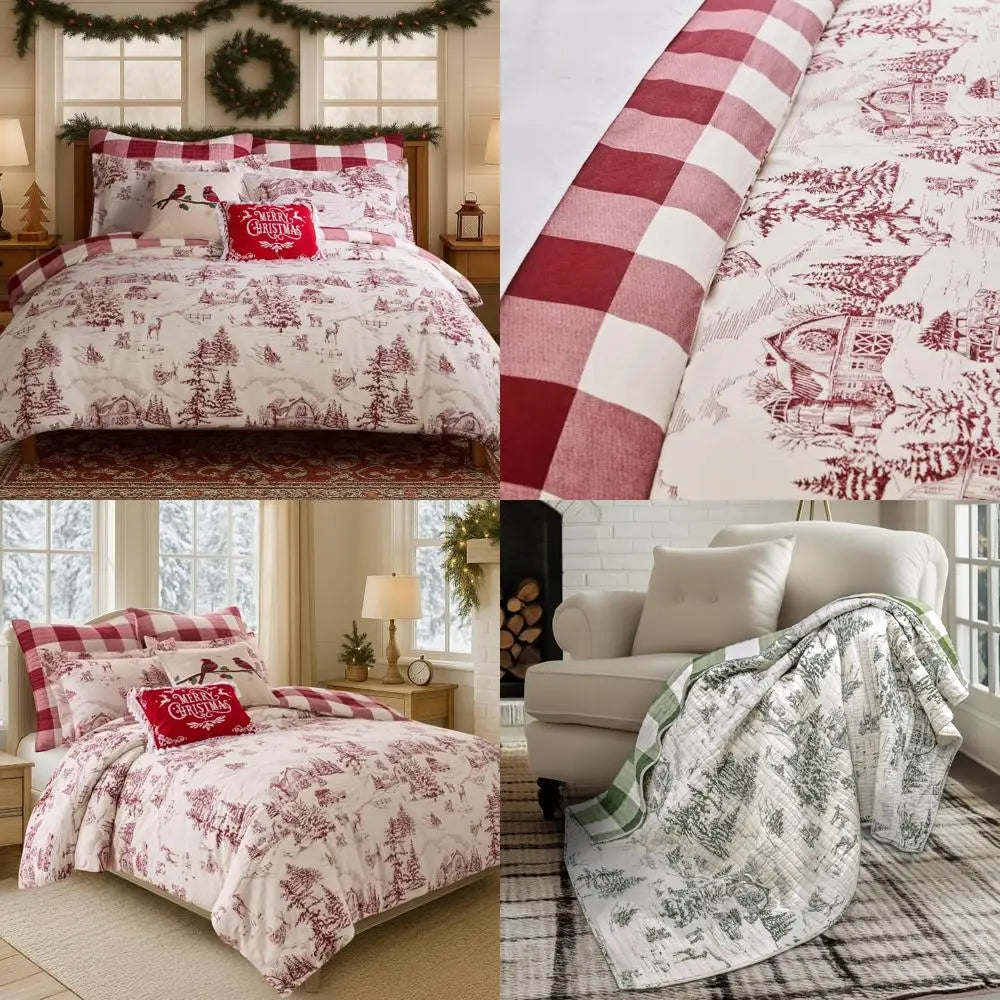 Winter Sleigh Ride Duvet Cover Set With Two Shams Reversible