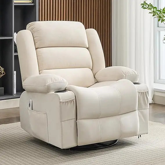 Rocker Recliner Chair With Heat And Massage 360 Swivel