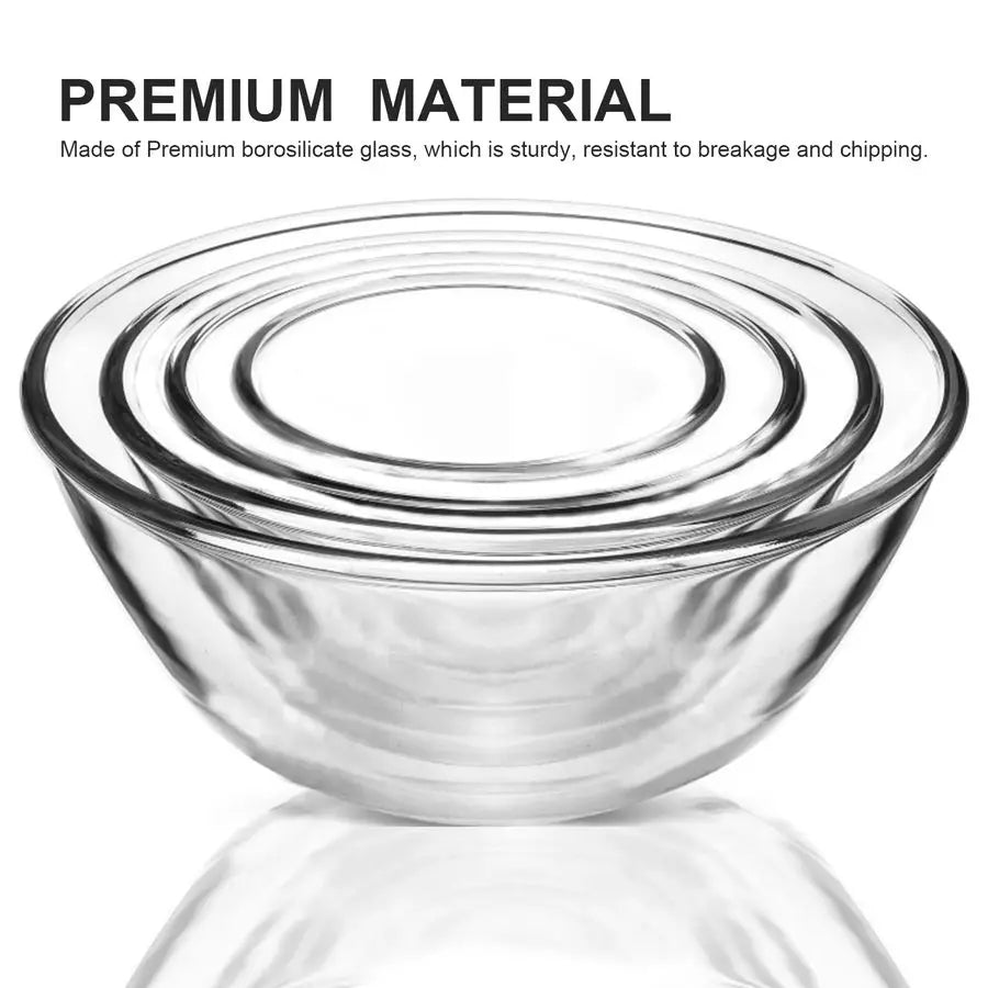 Glass Mixing Bowls with Lids, 4 Packs Glass Bowl Set, Nesting Bowls for Meal Prep, Food Storage, Bowls For Cooking, Baking, BPAF