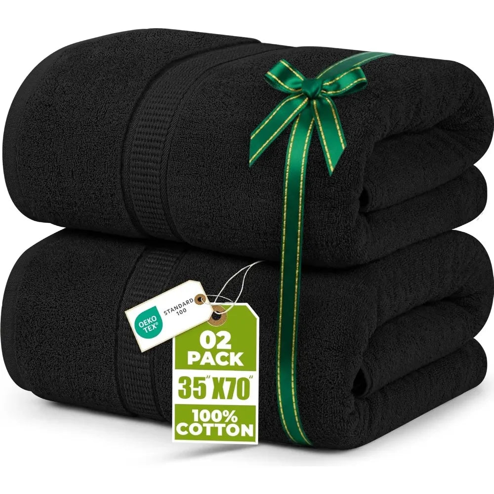 Bath Towel Set 2-Piece 600 GSM Highly Absorbent Quick-Dry Hotel Quality Cotton Ultra Soft