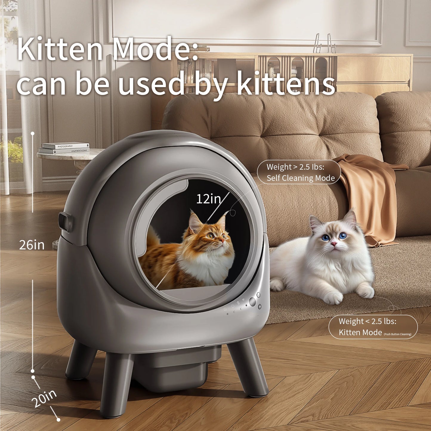 REDSASA Self Cleaning Litter Box With App Control For Cats