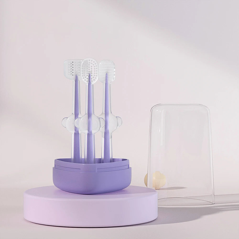 YTYIN Pet Toothbrush Set 3pcs Silica Gel For Dogs Cats