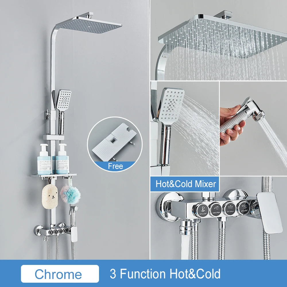 MYQualife Thermostatic LCD Shower Faucet Set With Digital TemperatureReadout Rainfall