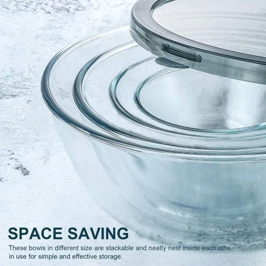Glass Mixing Bowls with Lids, 4 Packs Glass Bowl Set, Nesting Bowls for Meal Prep, Food Storage, Bowls For Cooking, Baking, BPAF