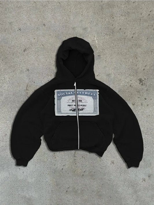 Personalized Street Banknote Pattern Printed Hoodie Men's And Women's Same Loose Hooded Zipper Sweater Men's Top