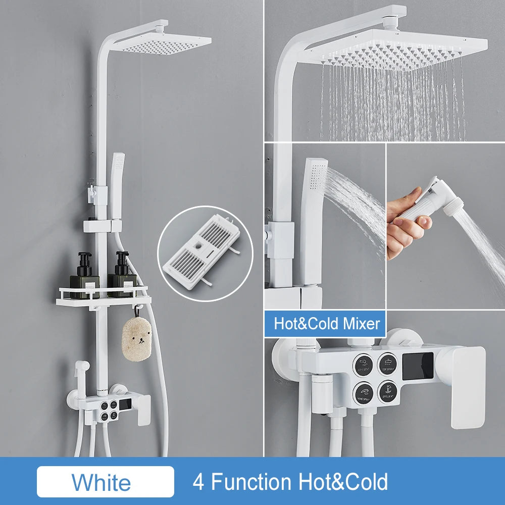 MYQualife Thermostatic LCD Shower Faucet Set With Digital TemperatureReadout Rainfall