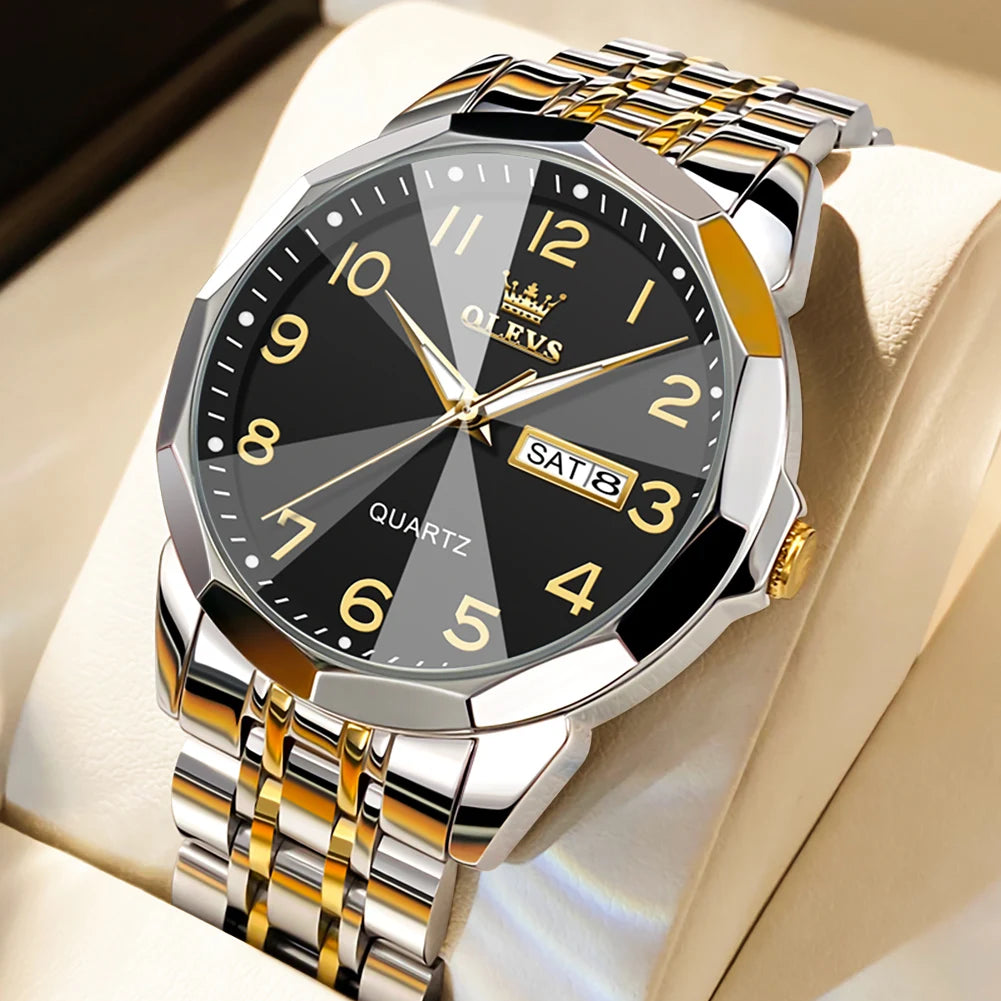 OLEVS Men's Watch Casual Quartz Stainless Steel Luminous Date