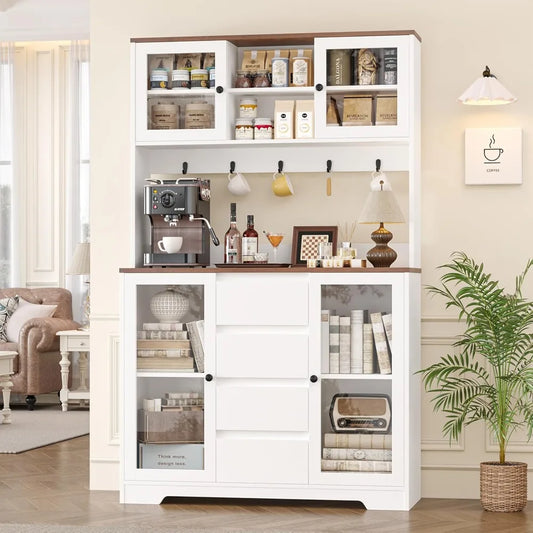 Metal Kitchen Pantry Cabinet With 4 Drawers And 4 Doors