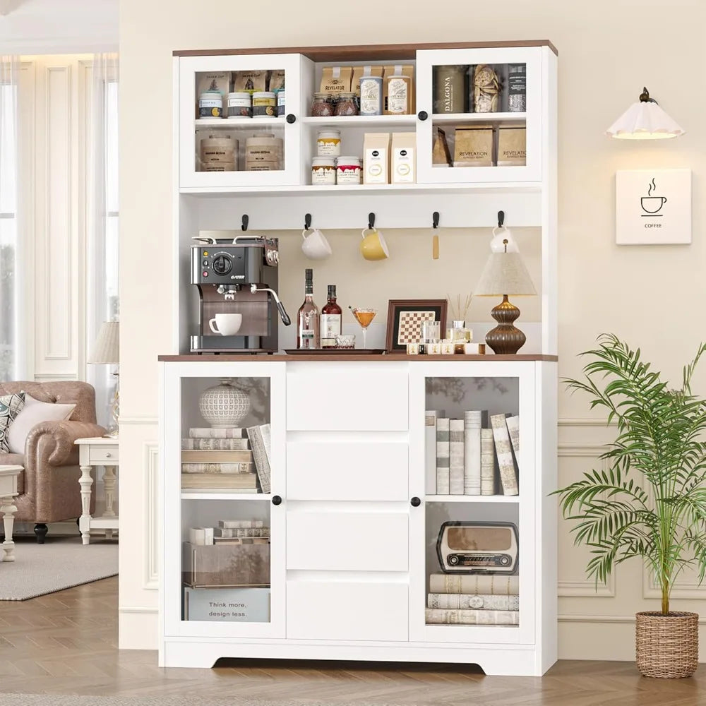 Kitchen Pantry Cabinet With Hutch Microwave Stand And Hooks