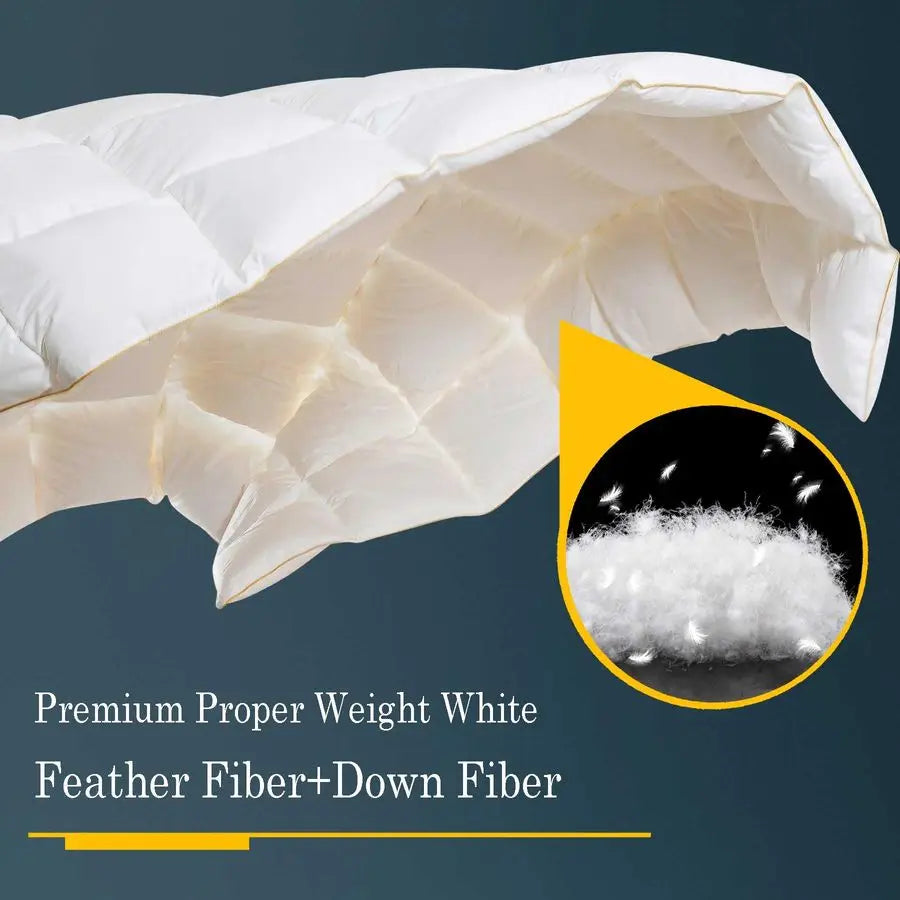 Premium Duck Feather Down Fiber Filled Comforter Duvet Insert Hotel Collection All Season Bedding