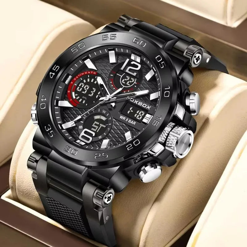 Foxbox Sports Analog Digital Quartz Watch With Silicone Strap