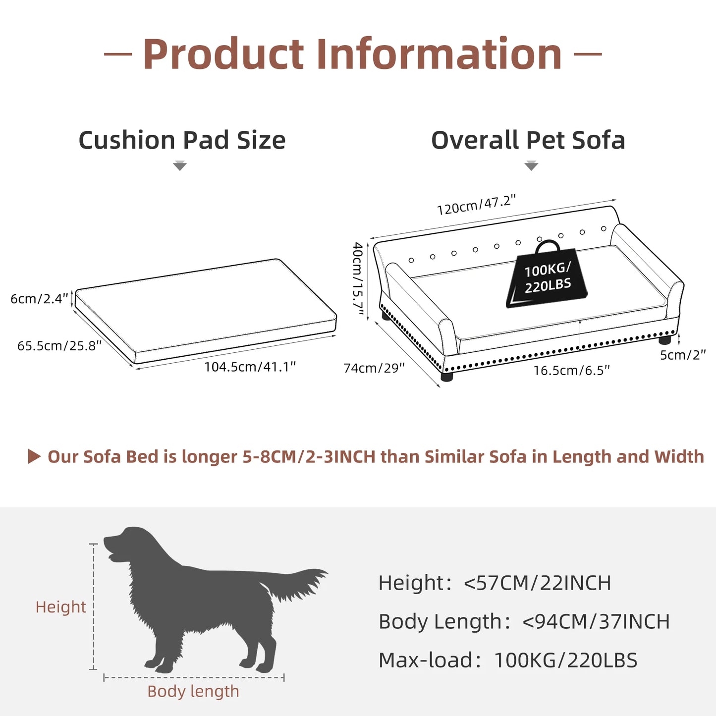 BINGOPAW Elevated Dog Bed Sofa With Waterproof Removable Cushion