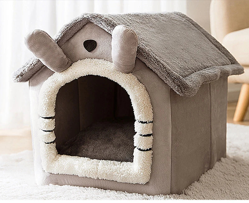 NONECN Indoor Dog Kennel Bed Cave For Small Dogs Soft Removable Mat Portable