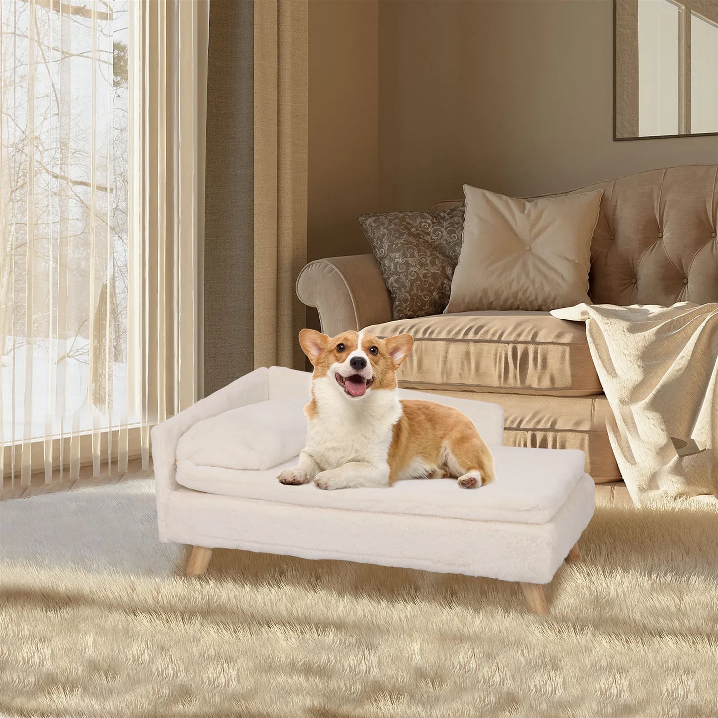 BINGOPAWCN Nordic Elevated Pet Bed With Cozy Waterproof Pad